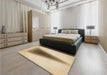 Patterned Khaki Gold Rug in a Bedroom, pat3779brn