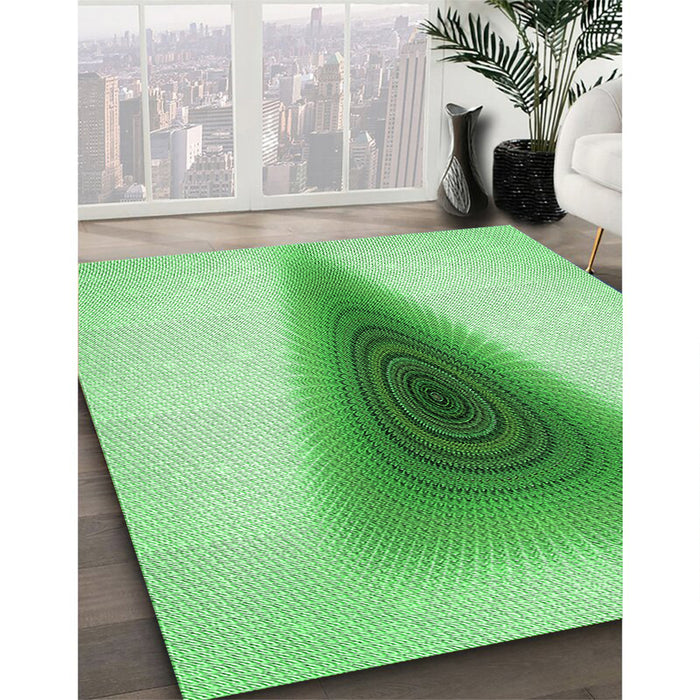 Machine Washable Transitional Jade Green Rug in a Family Room, wshpat3779grn