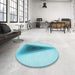 Round Patterned Blue Rug in a Office, pat3779lblu