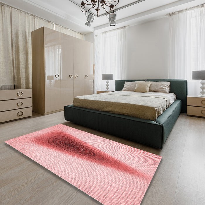 Patterned Red Rug in a Bedroom, pat3779rd