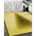 Machine Washable Transitional Bold Yellow Rug in a Family Room, wshpat3779yw