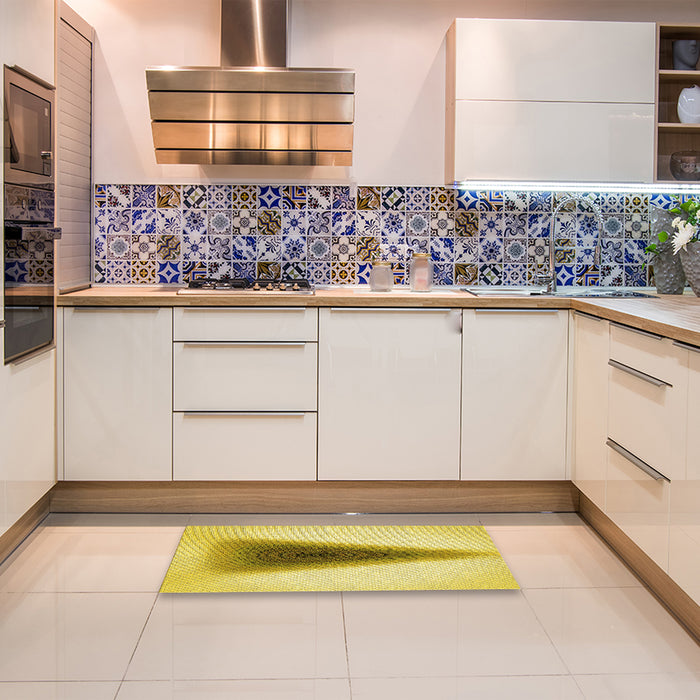 Patterned Bold Yellow Rug in a Kitchen, pat3779yw