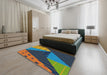 Machine Washable Transitional Green Rug in a Bedroom, wshpat377