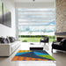 Square Machine Washable Transitional Green Rug in a Living Room, wshpat377