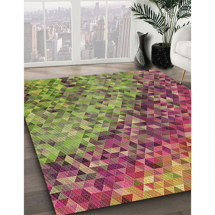Machine Washable Transitional Green Rug in a Family Room, wshpat3780brn
