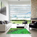 Machine Washable Transitional Seaweed Green Rug in a Kitchen, wshpat3780grn