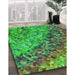 Patterned Seaweed Green Rug in Family Room, pat3780grn