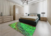 Patterned Seaweed Green Rug in a Bedroom, pat3780grn