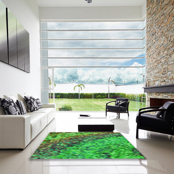 Square Patterned Seaweed Green Rug in a Living Room, pat3780grn