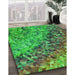 Machine Washable Transitional Seaweed Green Rug in a Family Room, wshpat3780grn