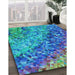 Machine Washable Transitional Dark Turquoise Green Rug in a Family Room, wshpat3780lblu