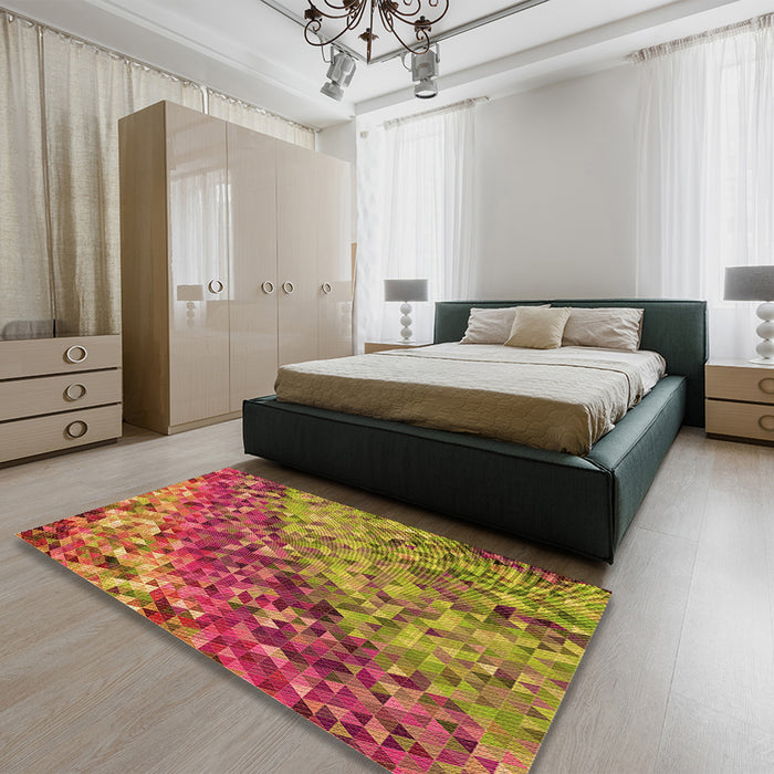Patterned Red Rug in a Bedroom, pat3780org