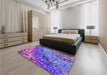 Patterned Blue Violet Purple Rug in a Bedroom, pat3780pur