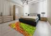 Patterned Pistachio Green Rug in a Bedroom, pat3780yw