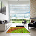 Square Patterned Pistachio Green Rug in a Living Room, pat3780yw