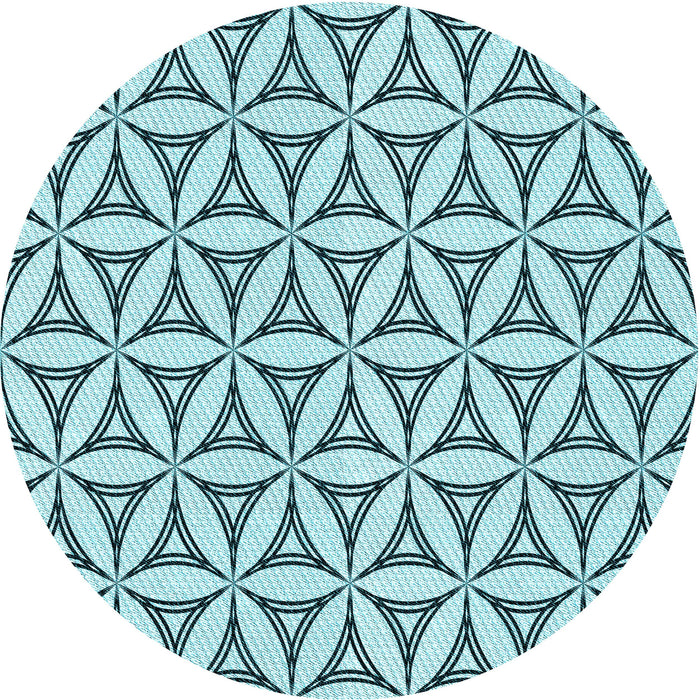 Square Patterned Aquamarine Stone Green Rug, pat3781lblu