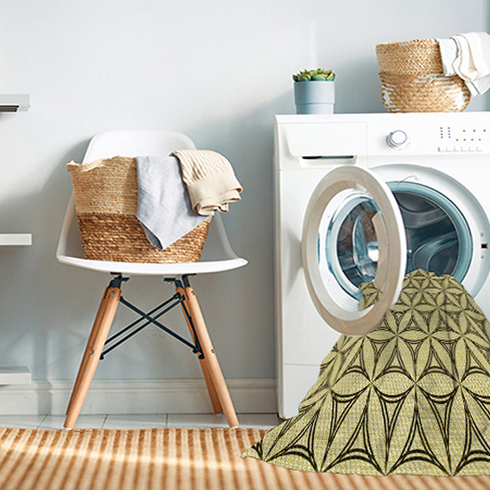 Machine Washable Transitional Mustard Yellow Rug in a Washing Machine, wshpat3781yw