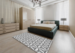Patterned Carbon Gray Novelty Rug in a Bedroom, pat3781