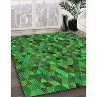 Patterned Neon Green Rug, pat3782grn