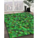 Patterned Neon Green Rug in Family Room, pat3782grn