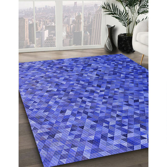 Machine Washable Transitional Light Slate Blue Rug in a Family Room, wshpat3783blu