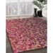 Patterned Copper Red Pink Rug in Family Room, pat3783brn