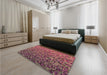 Patterned Copper Red Pink Rug in a Bedroom, pat3783brn