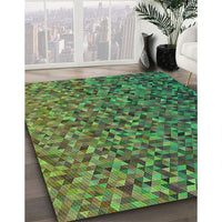 Patterned Army Green Rug, pat3783grn