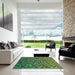 Square Patterned Army Green Rug in a Living Room, pat3783grn