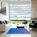 Machine Washable Transitional Blue Rug in a Kitchen, wshpat3783lblu