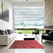 Machine Washable Transitional Crimson Red Rug in a Kitchen, wshpat3783org