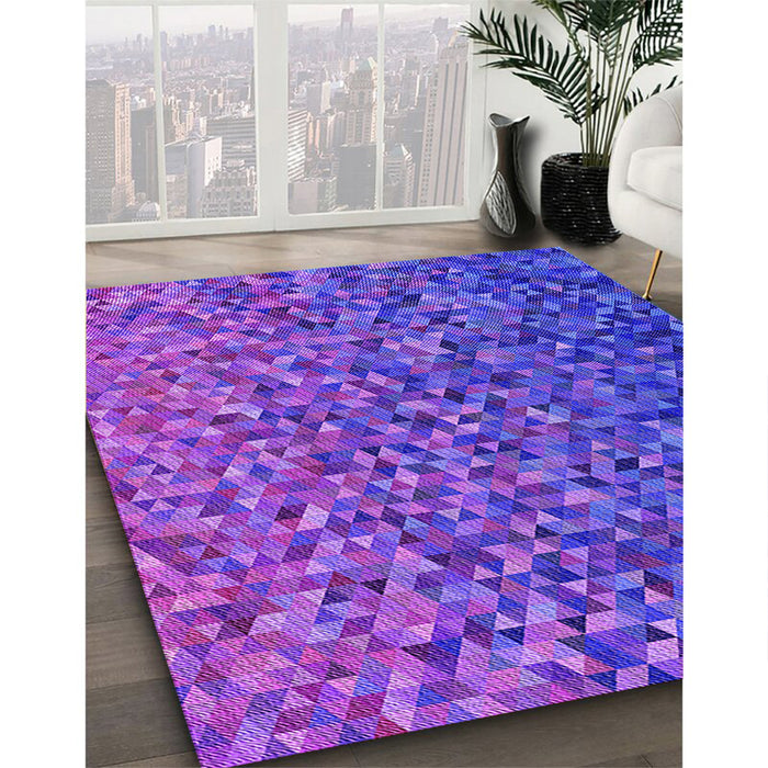 Patterned Purple Rug in Family Room, pat3783pur