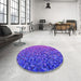 Round Patterned Purple Rug in a Office, pat3783pur