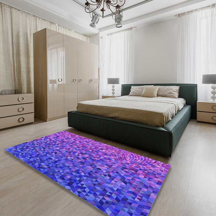 Patterned Purple Rug in a Bedroom, pat3783pur