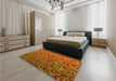 Patterned Red Rug in a Bedroom, pat3783yw