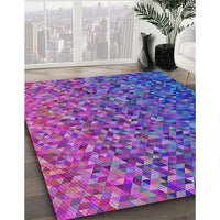 Patterned Dark Violet Purple Modern Rug, pat3783