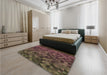 Patterned Brown Rug in a Bedroom, pat3784brn