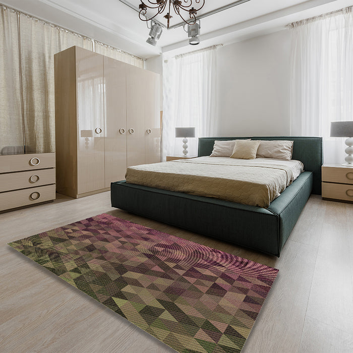 Patterned Brown Rug in a Bedroom, pat3784brn