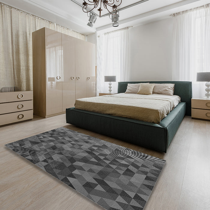 Patterned Silver Gray Rug in a Bedroom, pat3784gry