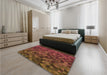 Patterned Red Rug in a Bedroom, pat3784org