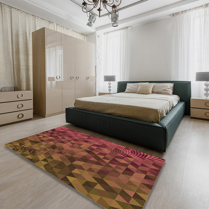 Patterned Red Rug in a Bedroom, pat3784org