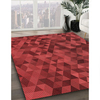 Patterned Tomato Red Rug, pat3784rd