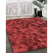 Patterned Tomato Red Rug in Family Room, pat3784rd