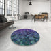 Round Patterned Purple Modern Rug in a Office, pat3784