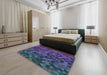 Patterned Purple Modern Rug in a Bedroom, pat3784