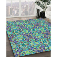 Patterned Green Rug, pat3786lblu