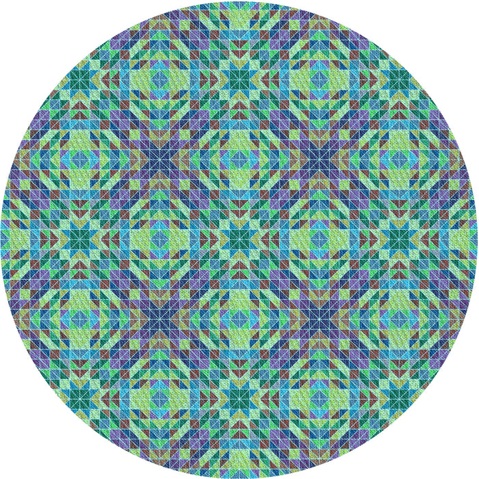 Square Patterned Green Rug, pat3786lblu