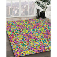 Patterned Raspberry Purple Modern Rug, pat3786