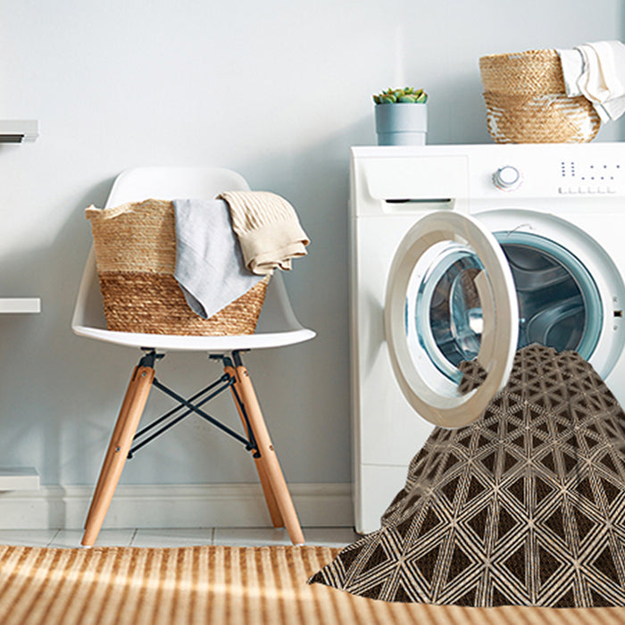 Machine Washable Transitional Black Brown Rug in a Washing Machine, wshpat3787org