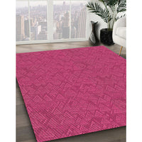 Patterned Hot Deep Pink Rug, pat3789brn